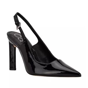 Calvin Klein Black Patent Leather Slingback Heels